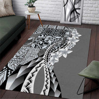 Aloha Vintage Plumeria Hawaiian Tapa Pattern Area Rug Gray Hawaiian Tapa Pattern - Polynesian Pride