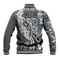 Aloha Vintage Plumeria Hawaiian Tapa Pattern Baseball Jacket Gray Hawaiian Tapa Pattern LT9 - Polynesian Pride