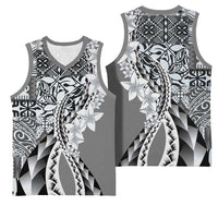 Aloha Vintage Plumeria Hawaiian Tapa Pattern Basketball Jersey Gray Hawaiian Tapa Pattern LT9 - Polynesian Pride