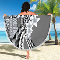 Aloha Vintage Plumeria Hawaiian Tapa Pattern Beach Blanket Gray Hawaiian Tapa Pattern LT9 - Polynesian Pride