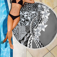 Aloha Vintage Plumeria Hawaiian Tapa Pattern Beach Blanket Gray Hawaiian Tapa Pattern LT9 - Polynesian Pride