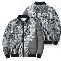 Aloha Vintage Plumeria Hawaiian Tapa Pattern Bomber Puffer Jacket Gray Hawaiian Tapa Pattern LT9 - Polynesian Pride