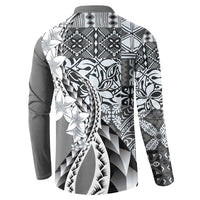 Aloha Vintage Plumeria Hawaiian Tapa Pattern Button Sweatshirt Gray Hawaiian Tapa Pattern LT9 - Polynesian Pride