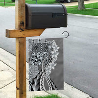 Aloha Vintage Plumeria Hawaiian Tapa Pattern Garden Flag Gray Hawaiian Tapa Pattern - Polynesian Pride