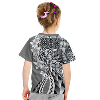 Aloha Vintage Plumeria Hawaiian Tapa Pattern Kid T Shirt Gray Hawaiian Tapa Pattern - Polynesian Pride
