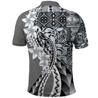 Aloha Vintage Plumeria Hawaiian Tapa Pattern Polo Shirt Gray Hawaiian Tapa Pattern - Polynesian Pride