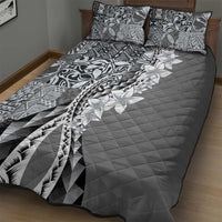 Aloha Vintage Plumeria Hawaiian Tapa Pattern Quilt Bed Set Gray Hawaiian Tapa Pattern - Polynesian Pride