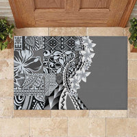 Aloha Vintage Plumeria Hawaiian Tapa Pattern Rubber Doormat Gray Hawaiian Tapa Pattern LT9 Gray - Polynesian Pride