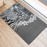 Aloha Vintage Plumeria Hawaiian Tapa Pattern Rubber Doormat Gray Hawaiian Tapa Pattern LT9 - Polynesian Pride