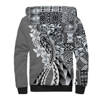 Aloha Vintage Plumeria Hawaiian Tapa Pattern Sherpa Hoodie Gray Hawaiian Tapa Pattern LT9 - Polynesian Pride