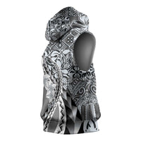 Aloha Vintage Plumeria Hawaiian Tapa Pattern Sleeveless Hoodie Gray Hawaiian Tapa Pattern LT9 - Polynesian Pride