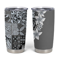 Aloha Vintage Plumeria Hawaiian Tapa Pattern Tumbler Cup Gray Hawaiian Tapa Pattern - Polynesian Pride
