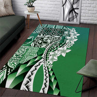 Aloha Vintage Plumeria Hawaiian Tapa Pattern Area Rug Green Hawaiian Tapa Pattern - Polynesian Pride