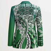 Aloha Vintage Plumeria Hawaiian Tapa Pattern Blazer Green Hawaiian Tapa Pattern LT9 - Polynesian Pride