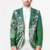 Aloha Vintage Plumeria Hawaiian Tapa Pattern Blazer Green Hawaiian Tapa Pattern LT9 - Polynesian Pride