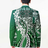 Aloha Vintage Plumeria Hawaiian Tapa Pattern Blazer Green Hawaiian Tapa Pattern LT9 - Polynesian Pride