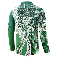 Aloha Vintage Plumeria Hawaiian Tapa Pattern Button Sweatshirt Green Hawaiian Tapa Pattern LT9 - Polynesian Pride