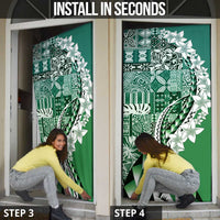 Aloha Vintage Plumeria Hawaiian Tapa Pattern Door Cover Green Hawaiian Tapa Pattern - Polynesian Pride