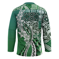 Aloha Vintage Plumeria Hawaiian Tapa Pattern Hockey Jersey Green Hawaiian Tapa Pattern LT9 - Polynesian Pride