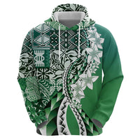 Aloha Vintage Plumeria Hawaiian Tapa Pattern Hoodie Green Hawaiian Tapa Pattern - Polynesian Pride