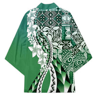 Aloha Vintage Plumeria Hawaiian Tapa Pattern Kimono Green Hawaiian Tapa Pattern - Polynesian Pride