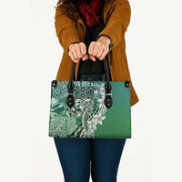 Aloha Vintage Plumeria Hawaiian Tapa Pattern Leather Bag Green Hawaiian Tapa Pattern - Polynesian Pride