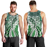 Aloha Vintage Plumeria Hawaiian Tapa Pattern Men Tank Top Green Hawaiian Tapa Pattern - Polynesian Pride