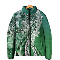 Aloha Vintage Plumeria Hawaiian Tapa Pattern Padded Jacket Green Hawaiian Tapa Pattern LT9 - Polynesian Pride