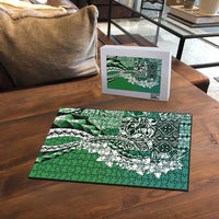 Aloha Vintage Plumeria Hawaiian Tapa Pattern Puzzle Green Hawaiian Tapa Pattern LT9 - Polynesian Pride