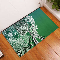 Aloha Vintage Plumeria Hawaiian Tapa Pattern Rubber Doormat Green Hawaiian Tapa Pattern LT9 - Polynesian Pride