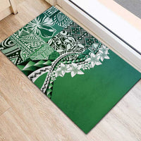 Aloha Vintage Plumeria Hawaiian Tapa Pattern Rubber Doormat Green Hawaiian Tapa Pattern LT9 - Polynesian Pride