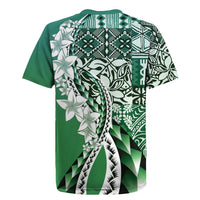 Aloha Vintage Plumeria Hawaiian Tapa Pattern Rugby Jersey Green Hawaiian Tapa Pattern LT9 - Polynesian Pride