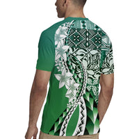 Aloha Vintage Plumeria Hawaiian Tapa Pattern Rugby Jersey Green Hawaiian Tapa Pattern LT9 - Polynesian Pride