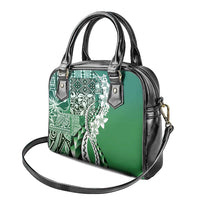 Aloha Vintage Plumeria Hawaiian Tapa Pattern Shoulder Handbag Green Hawaiian Tapa Pattern - Polynesian Pride