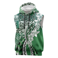 Aloha Vintage Plumeria Hawaiian Tapa Pattern Sleeveless Hoodie Green Hawaiian Tapa Pattern LT9 Green - Polynesian Pride