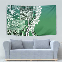 Aloha Vintage Plumeria Hawaiian Tapa Pattern Tapestry Green Hawaiian Tapa Pattern - Polynesian Pride