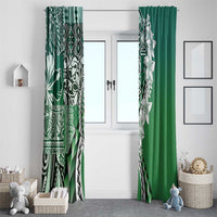 Aloha Vintage Plumeria Hawaiian Tapa Pattern Window Curtain Green Hawaiian Tapa Pattern - Polynesian Pride
