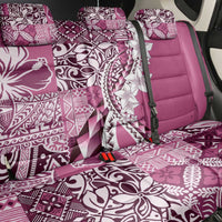 Aloha Vintage Plumeria Hawaiian Tapa Pattern Back Car Seat Cover Pink Hawaiian Tapa Pattern - Polynesian Pride