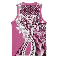 Aloha Vintage Plumeria Hawaiian Tapa Pattern Basketball Jersey Pink Hawaiian Tapa Pattern LT9 - Polynesian Pride