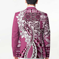 Aloha Vintage Plumeria Hawaiian Tapa Pattern Blazer Pink Hawaiian Tapa Pattern LT9 - Polynesian Pride