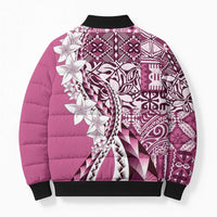 Aloha Vintage Plumeria Hawaiian Tapa Pattern Bomber Puffer Jacket Pink Hawaiian Tapa Pattern LT9 - Polynesian Pride