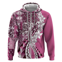Aloha Vintage Plumeria Hawaiian Tapa Pattern Hoodie Pink Hawaiian Tapa Pattern - Polynesian Pride
