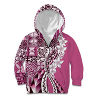 Aloha Vintage Plumeria Hawaiian Tapa Pattern Kid Hoodie Pink Hawaiian Tapa Pattern - Polynesian Pride