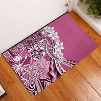 Aloha Vintage Plumeria Hawaiian Tapa Pattern Rubber Doormat Pink Hawaiian Tapa Pattern LT9 - Polynesian Pride