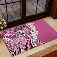 Aloha Vintage Plumeria Hawaiian Tapa Pattern Rubber Doormat Pink Hawaiian Tapa Pattern LT9 - Polynesian Pride