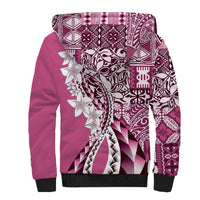 Aloha Vintage Plumeria Hawaiian Tapa Pattern Sherpa Hoodie Pink Hawaiian Tapa Pattern LT9 - Polynesian Pride