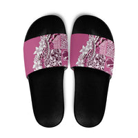 Aloha Vintage Plumeria Hawaiian Tapa Pattern Slide Sandals Pink Hawaiian Tapa Pattern - Polynesian Pride