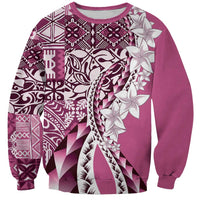 Aloha Vintage Plumeria Hawaiian Tapa Pattern Sweatshirt Pink Hawaiian Tapa Pattern LT9 Unisex Pink - Polynesian Pride