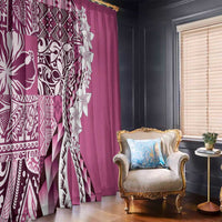 Aloha Vintage Plumeria Hawaiian Tapa Pattern Window Curtain Pink Hawaiian Tapa Pattern - Polynesian Pride