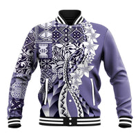 Aloha Vintage Plumeria Hawaiian Tapa Pattern Baseball Jacket Purple Hawaiian Tapa Pattern LT9 Unisex Purple - Polynesian Pride